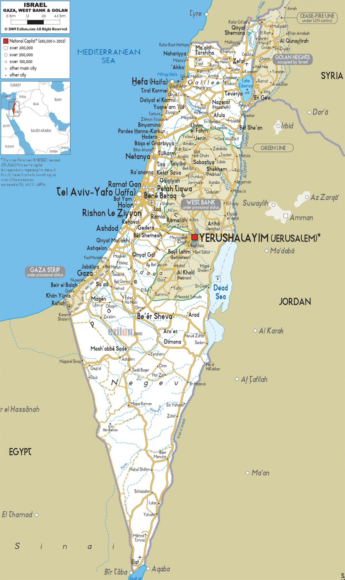 خريطة إسرائيل الطرق