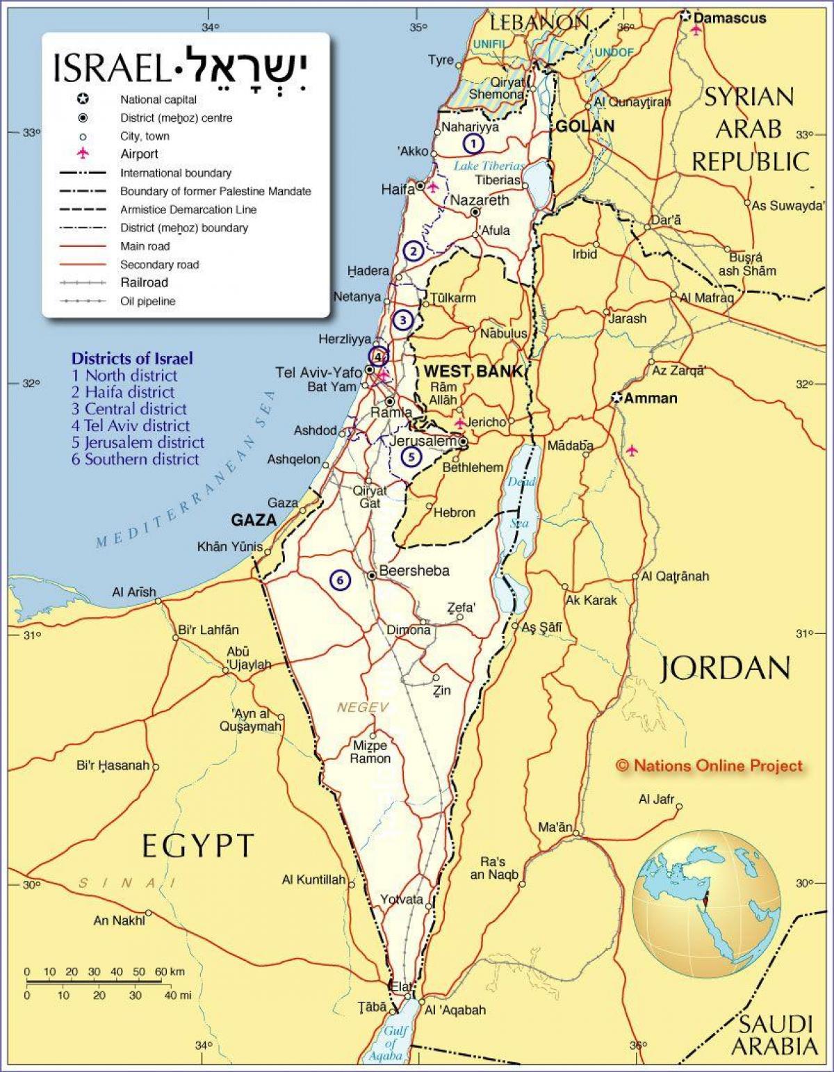 إسرائيل مناطق خريطة